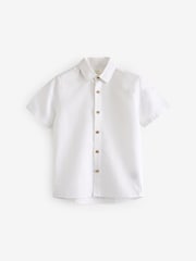 Cream Single Short Sleeves Linen Blend Shirt (3mths-16yrs) - Image 2 of 3