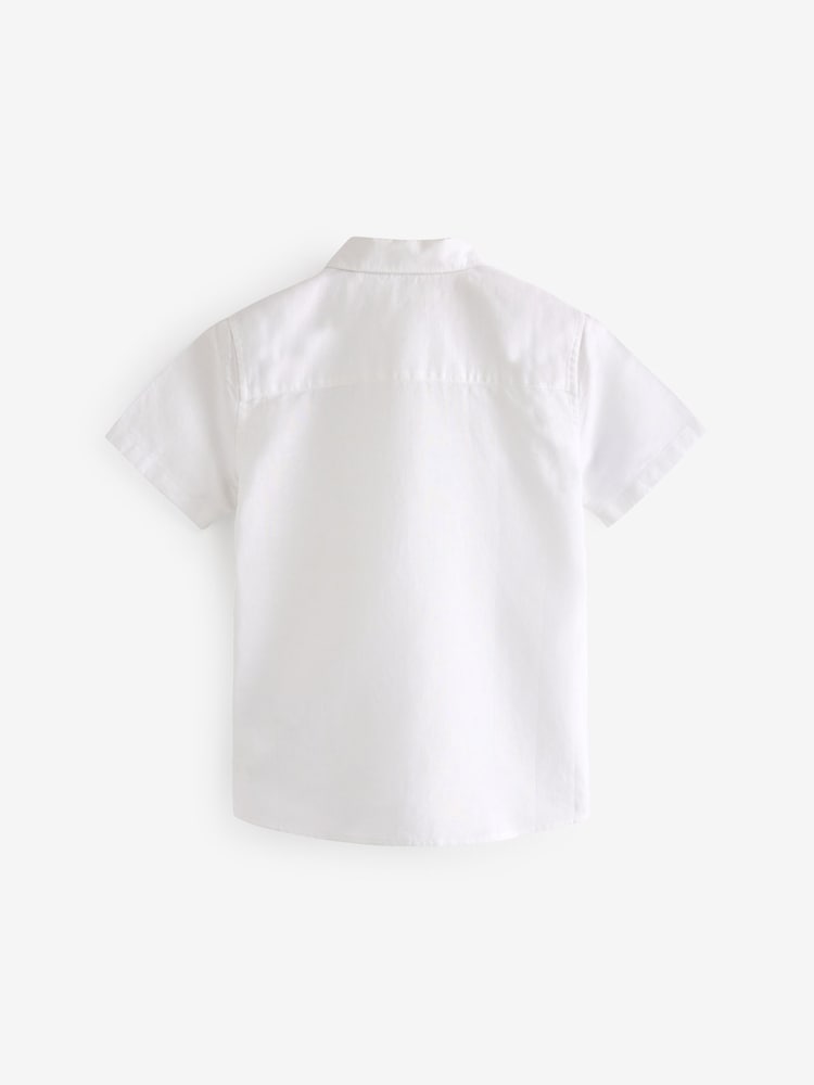 Cream Single Short Sleeves Linen Blend Shirt (3mths-16yrs) - Image 3 of 3