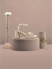 Clarks Gold Suede Ritzy75 Faye Sandals - Image 1 of 11