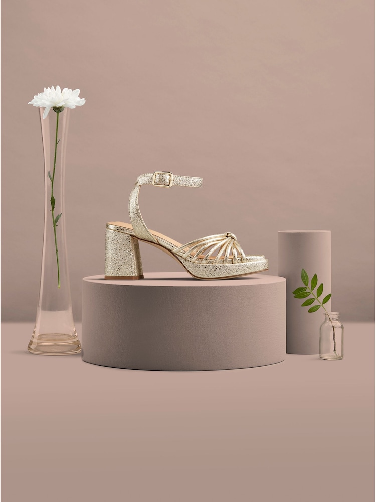 Clarks Gold Suede Ritzy75 Faye Sandals - Image 1 of 11