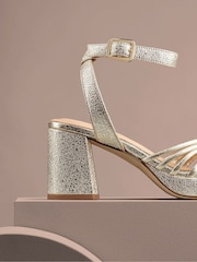 Clarks Gold Suede Ritzy75 Faye Sandals - Image 3 of 11