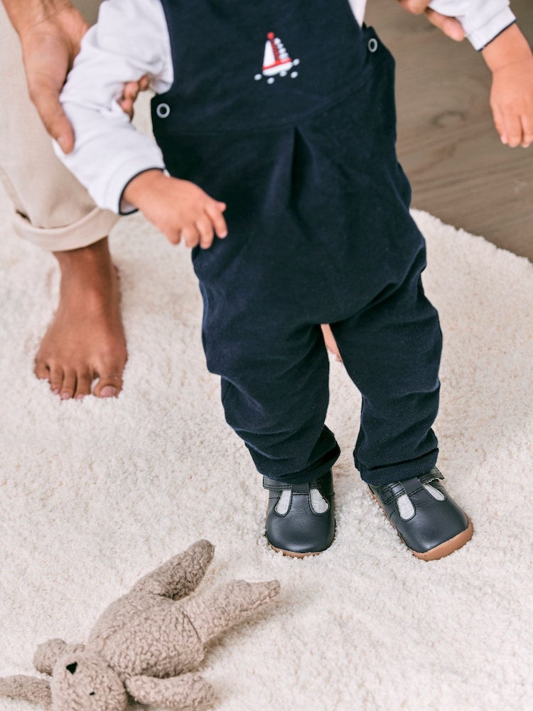 Navy Wide Fit (G) Leather First Walker T-Bar Shoes - Image 2 of 9 Navy Wide Fit (G) Leather First Walker T-Bar Shoes - Image 2 of 9