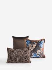 Set of 3 Blue/Brown Cushions With Inserts - Image 3 of 3