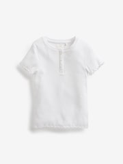 White Ribbed Placket T-Shirt (3-16yrs) - Image 1 of 3
