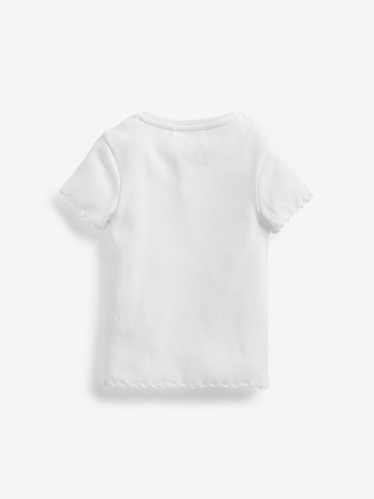 White Ribbed Placket T-Shirt (3-16yrs) - Image 2 of 3
