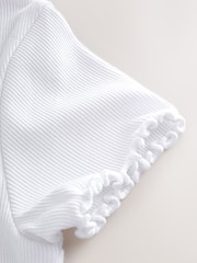 Blanco - Camiseta con solapa de canalé (3-16años) - Imagen 4 de 5