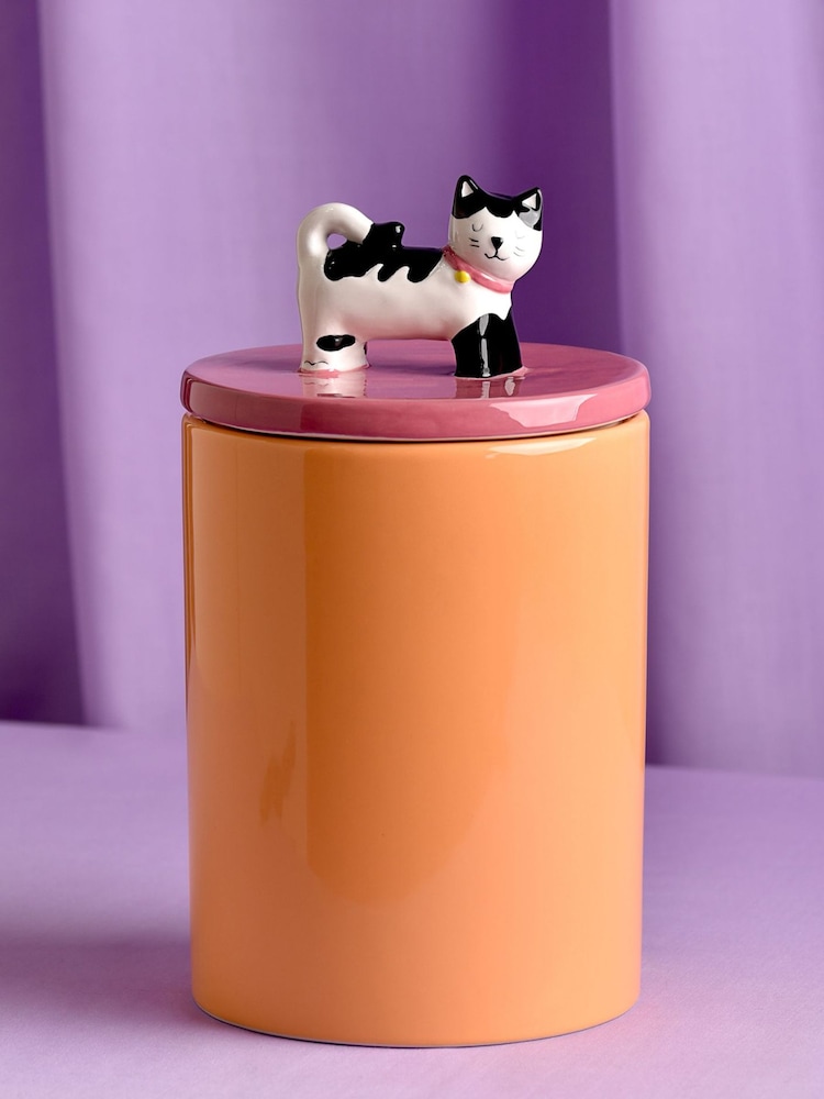 Widdop Orange Cat Treat Jar - Image 1 of 4