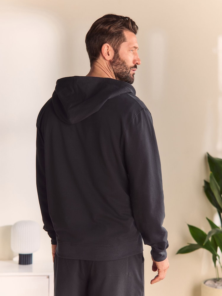 Slate Grey 100% Cotton Lightweight Zip Up Hoodie - Image 2 of 6