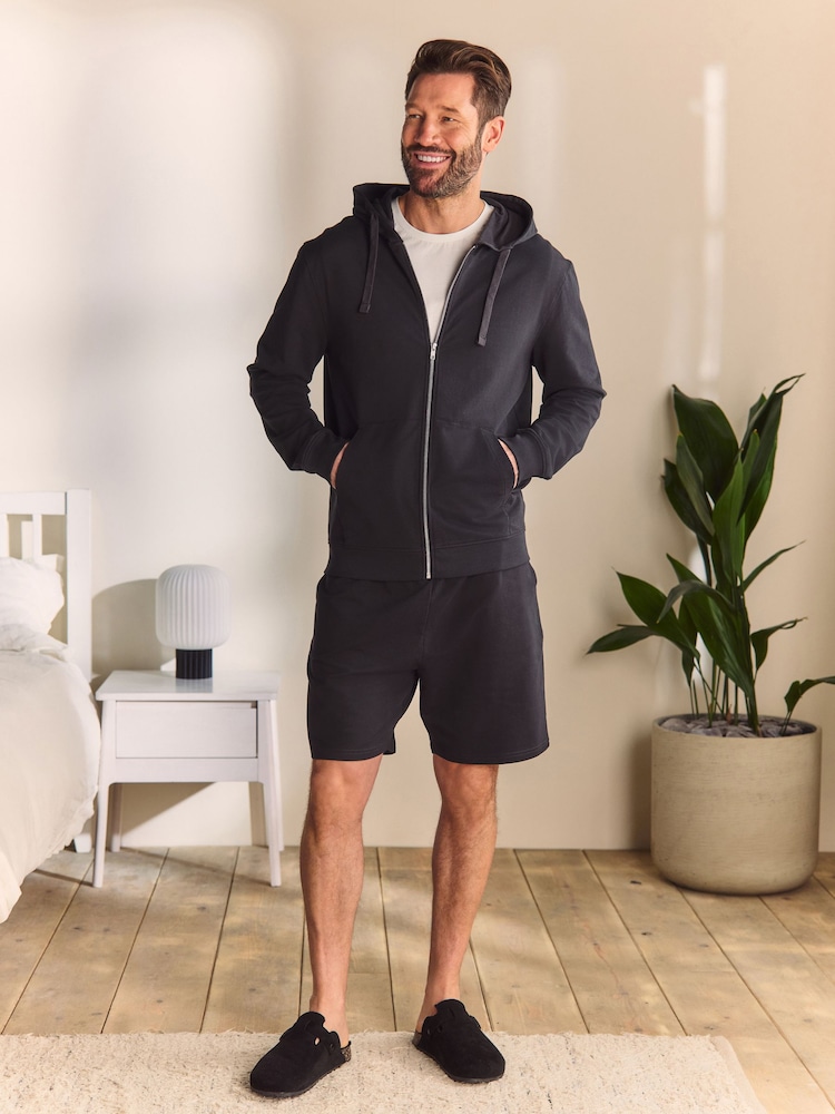 Schiefergrau - 100% Baumwolle Leichter Hoodie mit Reißverschluss - Image 3 of 8