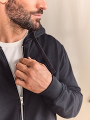 Slate Grey 100% Cotton Lightweight Zip Up Hoodie - Image 4 of 6
