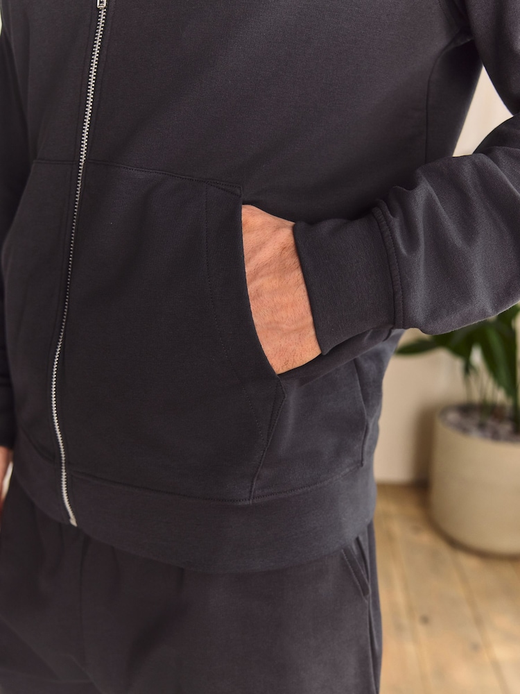 Schiefergrau - 100% Baumwolle Leichter Hoodie mit Reißverschluss - Image 5 of 8