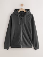 Slate Grey 100% Cotton Lightweight Zip Up Hoodie - Image 6 of 6