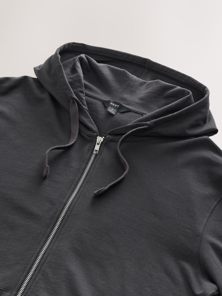 Schiefergrau - 100% Baumwolle Leichter Hoodie mit Reißverschluss - Image 7 of 8