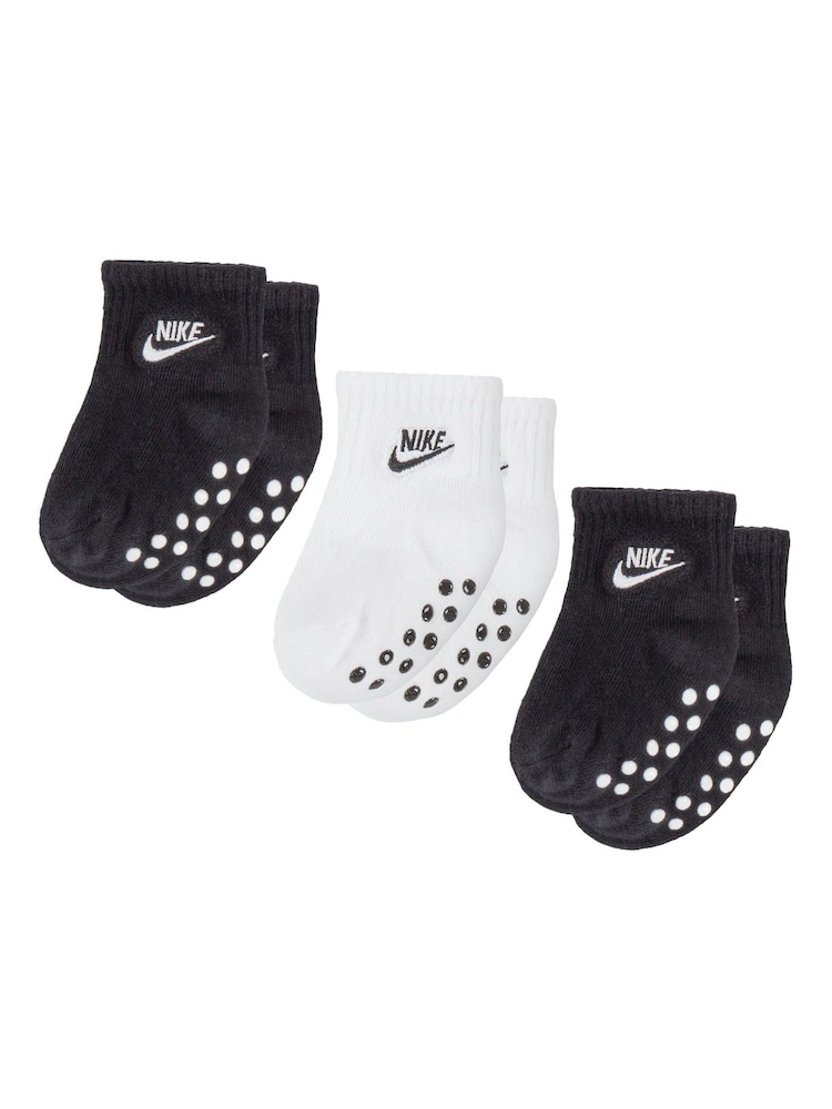 Nike Black 3 Pack Baby Gripper Socks - Image 1 of 4