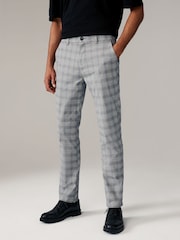 Grey Check Chino Slim Fit Trousers - Image 1 of 6
