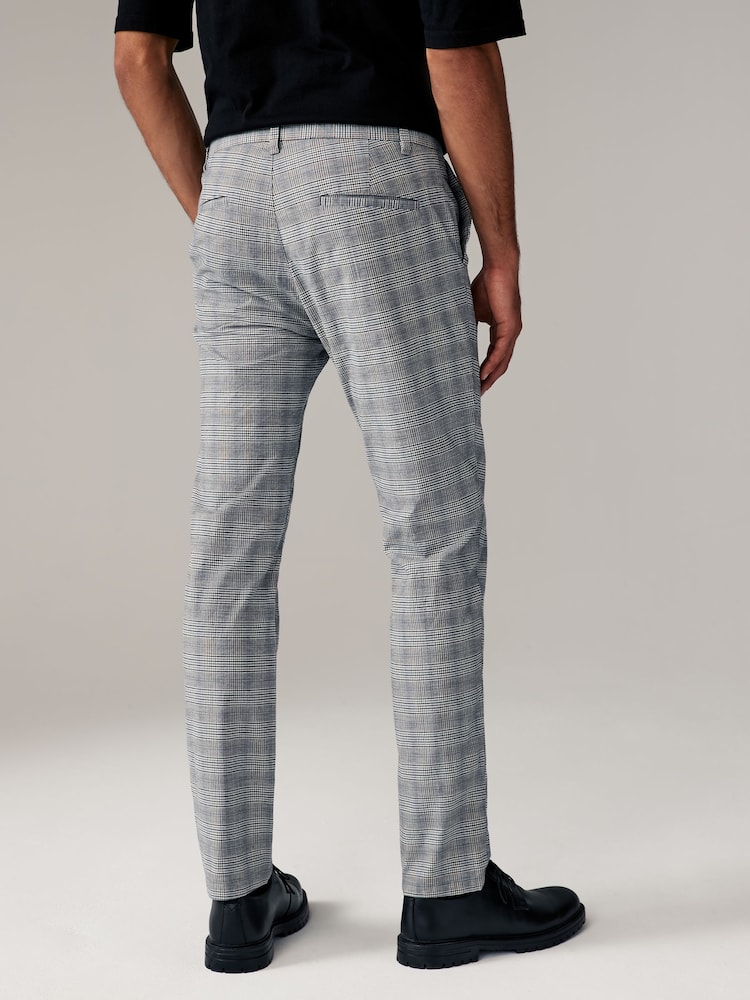 Grey Check Chino Slim Fit Trousers - Image 2 of 6