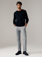 Grey Check Chino Slim Fit Trousers - Image 4 of 6