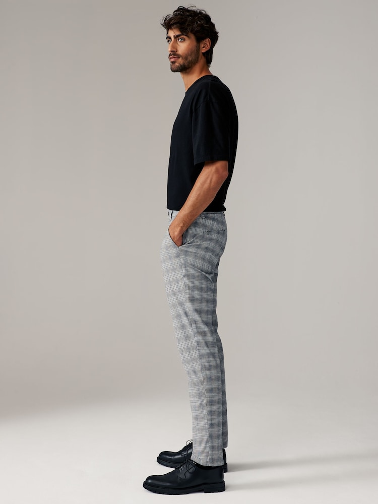 Grey Check Chino Slim Fit Trousers - Image 6 of 6