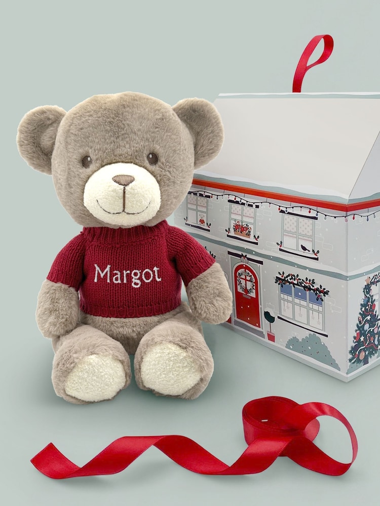 Babyblooms Christmas Frankie Bear with Red Jumper- White Embroidery - Image 1 of 4