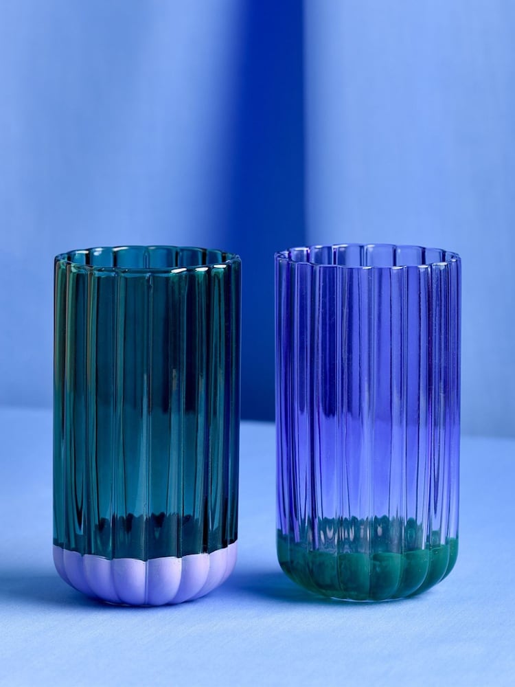 Widdop Purple & Green Set of 2 Tumbler Glasses - Image 1 of 2 Widdop Purple & Green Set of 2 Tumbler Glasses - Image 1 of 2