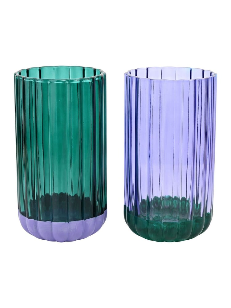 Widdop Purple & Green Set of 2 Tumbler Glasses - Image 2 of 2 Widdop Purple & Green Set of 2 Tumbler Glasses - Image 2 of 2