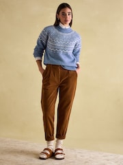 Joules Charlotte Blue Crew Neck Fairisle Pattern Jumper - Image 3 of 6
