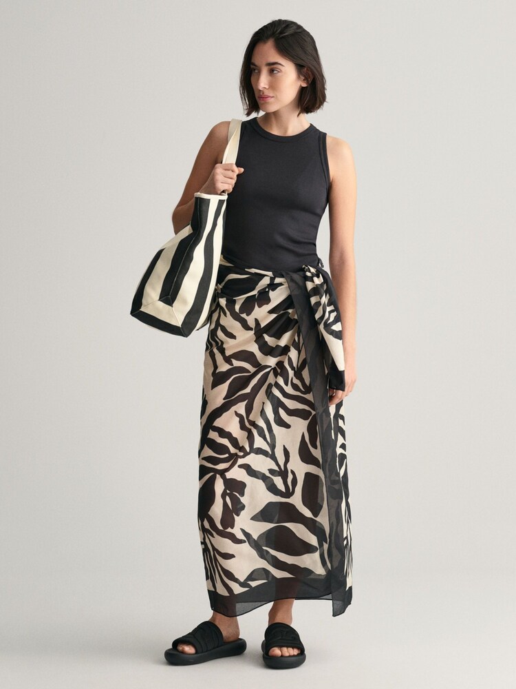 GANT Cream Palm Print Cotton Silk Sarong - Image 1 of 4