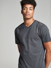 Charcoal Grey Marl Regular Fit Essential V-Neck T-Shirt - Image 1 of 3