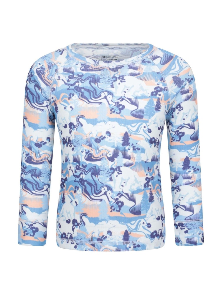 Mountain Warehouse Blue Talus Printed Quick Dry Kids Baselayer Top & Thermals Set - Image 2 of 9 Mountain Warehouse Blue Talus Printed Quick Dry Kids Baselayer Top & Thermals Set - Image 2 of 9