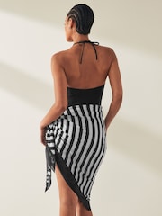 GANT Black Striped Cotton Silk Sarong - Image 2 of 6