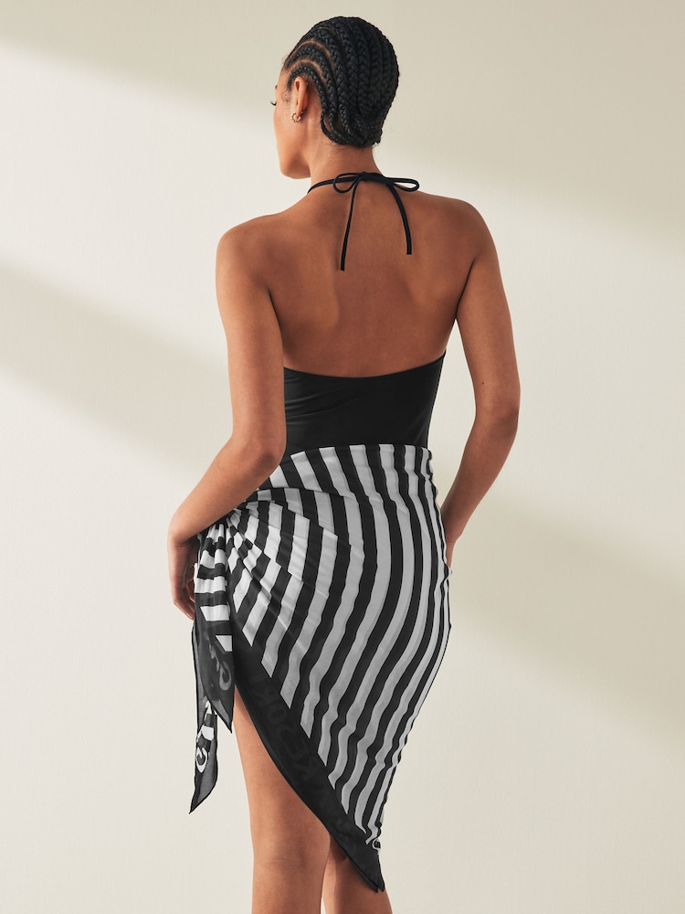 GANT Black Striped Cotton Silk Sarong - Image 2 of 6