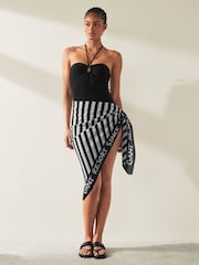 GANT Black Striped Cotton Silk Sarong - Image 3 of 6