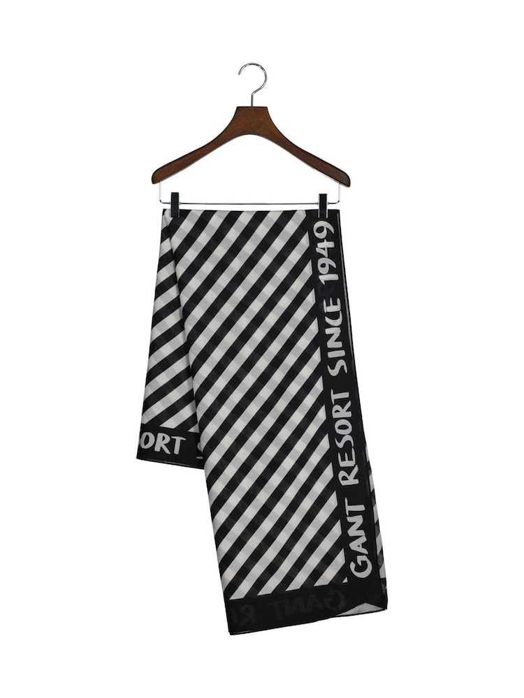 GANT Black Striped Cotton Silk Sarong - Image 5 of 6