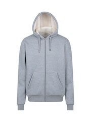 麻灰色 - Mountain Warehouse Dalton男款毛絨襯裡連帽衫 - 圖片 1，共 5