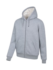 麻灰色 - Mountain Warehouse Dalton男款毛絨襯裡連帽衫 - 圖片 2，共 5