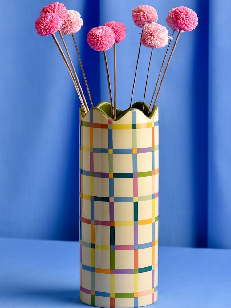 Widdop Yellow Multi Coloured Vase - Image 4 of 4 Widdop Yellow Multi Coloured Vase - Image 4 of 4