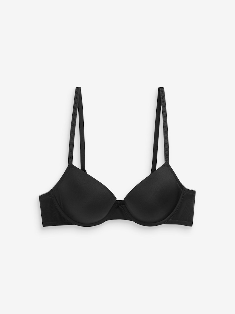 Black/White/Caramel Nude Pad Plunge Microfibre Smoothing T-Shirt Bras 3 Pack A-E - Image 6 of 8