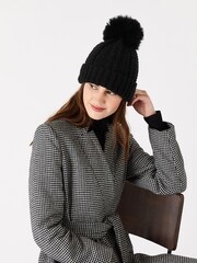 Accessorize Black Luxe Pom Beanie - Image 2 of 4