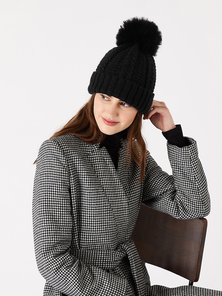 Accessorize Black Luxe Pom Beanie - Image 2 of 4