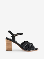 Ravel Black Block Heel Suede Leather Sandals - Image 1 of 5
