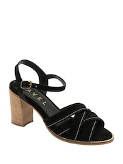 Ravel Black Block Heel Suede Leather Sandals - Image 2 of 5