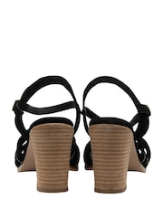 Ravel Black Block Heel Suede Leather Sandals - Image 4 of 5
