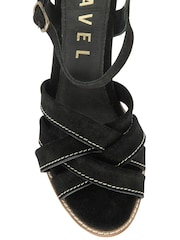 Ravel Black Block Heel Suede Leather Sandals - Image 5 of 5