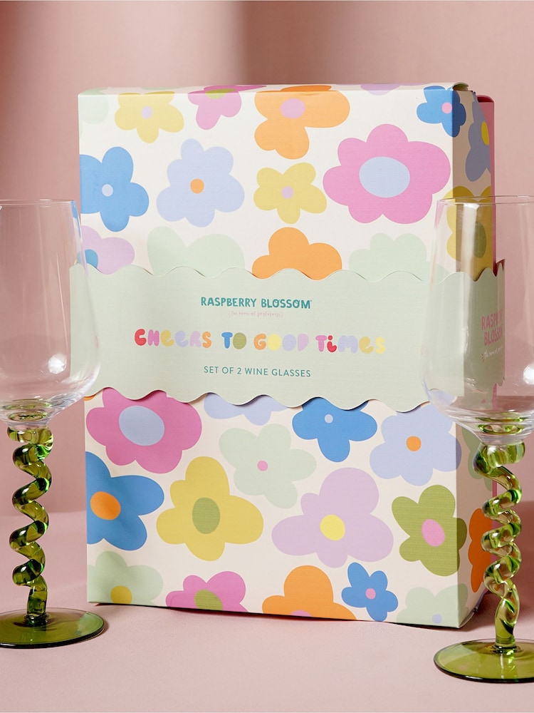 Widdop Green Pair Of Wine Glasses With Wiggle Stems Giftbox - Image 1 of 8