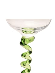 Widdop Green Pair Of Wine Glasses With Wiggle Stems Giftbox - Image 4 of 8