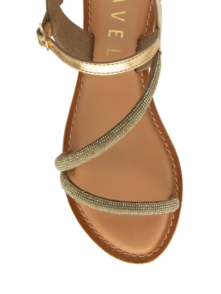 Ravel Gold Flat Leather Gem Sandals - Image 4 of 4 Ravel Gold Flat Leather Gem Sandals - Image 4 of 4
