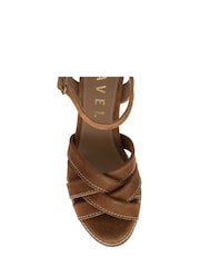 Ravel Brown Block Heel Suede Leather Sandals - Image 4 of 4