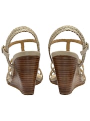 Ravel Cream Leather Wedge Sandals With Strappy Upper - Image 3 of 4