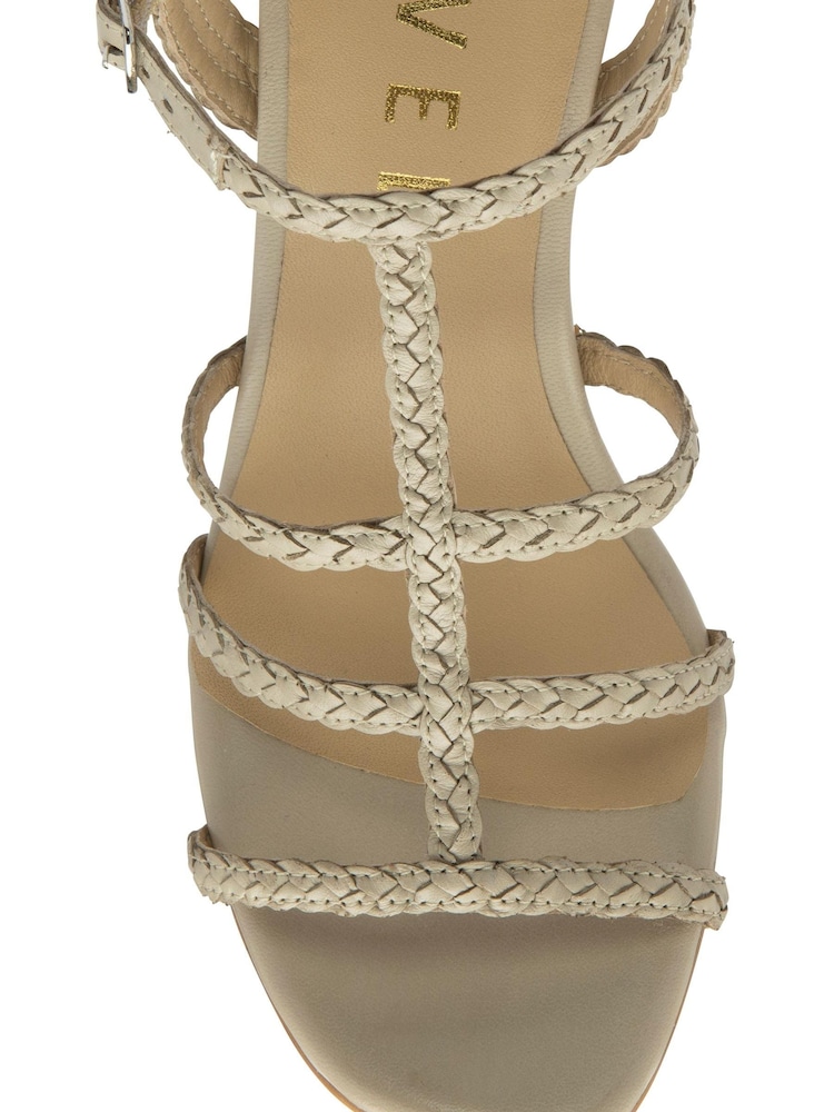 Ravel Cream Leather Wedge Sandals With Strappy Upper - Image 4 of 4