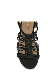 Ravel Black Flatform Sandals With A Woven Textile Upper - Image 4 of 4